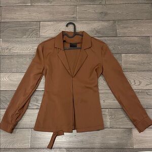 M by Mendocino Brown Women's Blouse with Tie at Waist